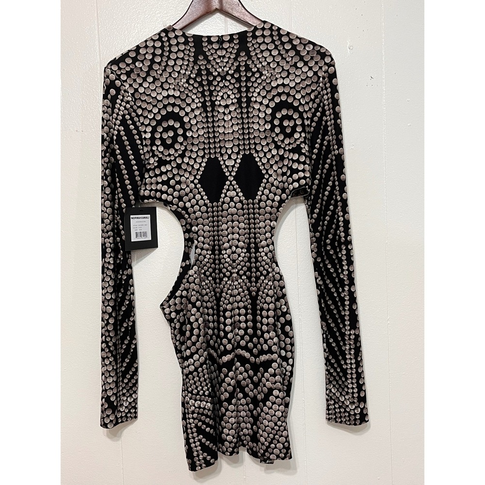 Norma Kamali Long Sleeve Mini Cut Out Dress  Black M/38 New - Picture 4 of 14
